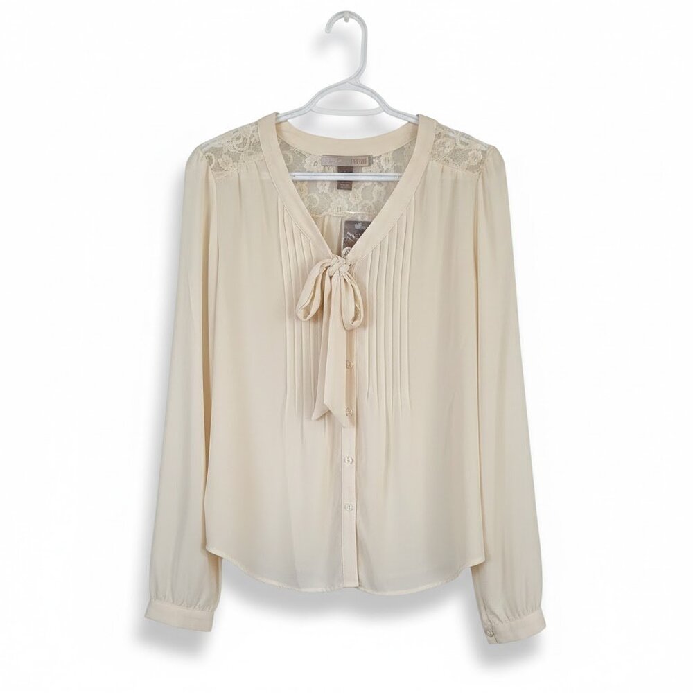 Forever 21 Cream Blouse with Lace Accents NWT